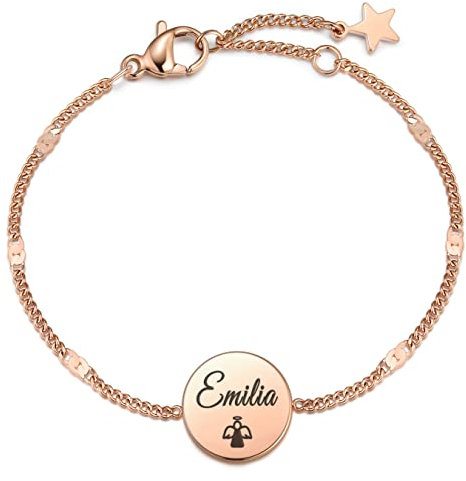TMT Personalisiertes armband mädchen und Frauen | Schutzengel Armband mit Gravur | Armband mit Namen Kinder Damen | Geschenk Einschulung Mädchen | Freundschaftsarmband | Glücksbringer