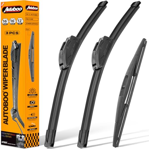 AUTOBOO 16+16 Windshield Wipers with 12 Inch Rear Wiper Blade Replacement for Jeep wrangler JL 2018 2019 2020 2021 2022 2023-Original Factory Quality (Pack of 3)