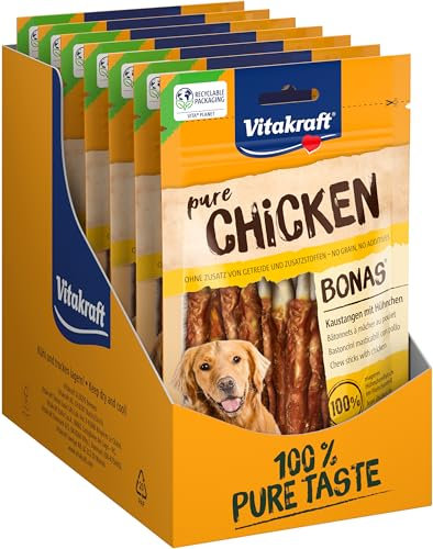 Vitakraft Pure Chicken Bonas, Hundeleckerli, Kaustangen mit Hühnchen, Hunde Trainingsleckerli, ohne Zusatz von Zucker (13x 80g)