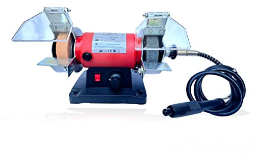 Smerigliatrice da Banco Multifunzione 120W Mini Mola da Banco 75mm Include Mini Trapano Albero Flessibile con Velocità Regolabile