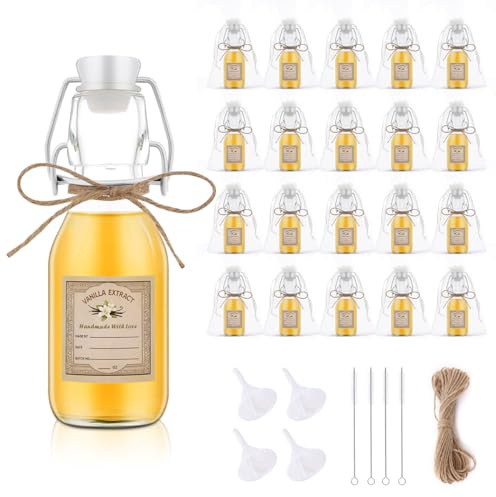 zjdbset 20Pcs 4 oz Swing Top Glass Bottles for Vanilla Extract Homemade,Flip Top Glass Bottles for Food Storage Canister for Hot Sauce Beans