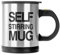 Tazza per Tè o Caffè Automescolante con Tappo - Tazza Auto Mescolante con Pulsante, in Acciaio Inox e Plastica, ‎13.5x9.5x13cm, 350ml, Nero e Argento