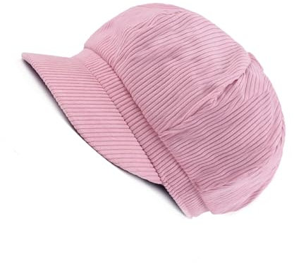 eexuujkl Bequeme und leichte Damen Baskenmütze, Klassische Wintermütze, Vintage Ballonmütze, Cord Damen Baskenmütze, Damenmütze, Rosa