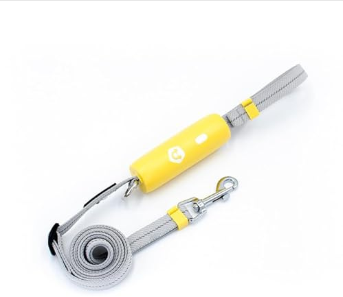 Laeka – Accessoire Réglable 95-160 cm pour Chien, Idéal Chiot et Collier Attache, Poignée Ergonomique, Corde Élastique Réfléchissante, Robuste et Innovant, Couleur Jaune