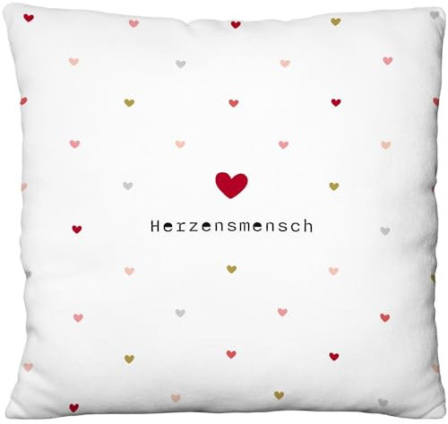 Gruss & CO Plüschkissen mit Motiv Herzensmensch | Zierkissen mit Wendemotiv, 25 cm x 25 cm, 100% Polyester | Geschenk, Valentinstag, Dekoartikel | 73798