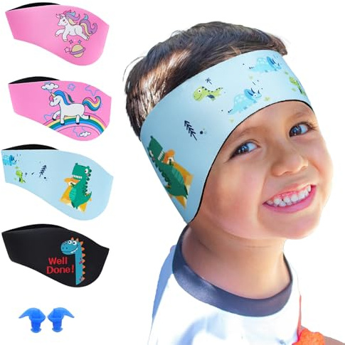 Elastica Fascia da Nuoto per Bambini, Fascia di Protezione per Orecchi da Nuoto, per 36-52 cm da Circonferenza della testa, Fascia per Nuoto per Surf Sportiva Doccia (Blu, S)