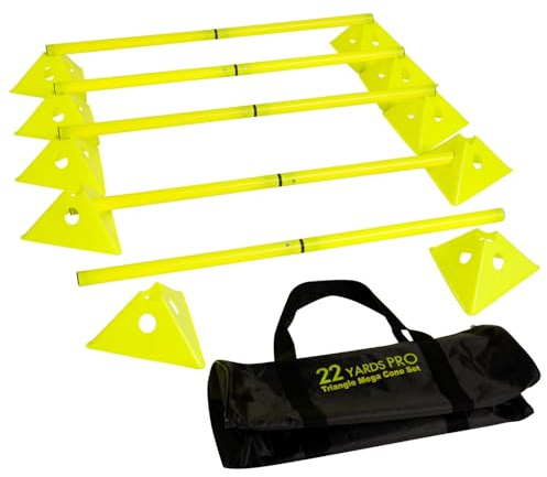 Tri SuperCone Hurdles - Speed & Agility Hurdle Poles | Agility Training Set for Athletes in 2 Colors, suitable for athletic trainer Agility Poles super cone hurdles for kids, adults. (Yellow)