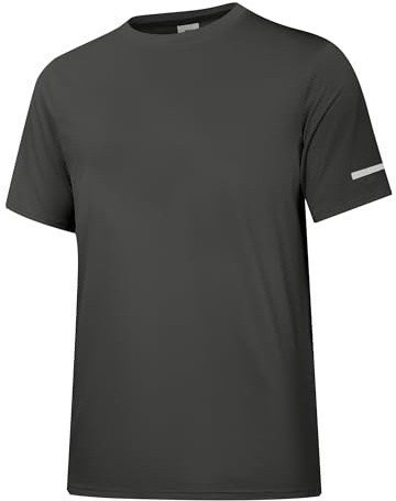 Holure herr Rash Guard UPF 50+ solskydd långa/korta ärmar t-shirts lätta snabbtorkande SPF UV badskjortor, Kortärmad: mörkgrå, 3XL
