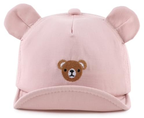 MniJiza Oso Gorra de Béisbol Gorra De Sol Bebe Niña Niño Primavera Verano 0-2 Años (3-12 Meses, Oso Rosa)
