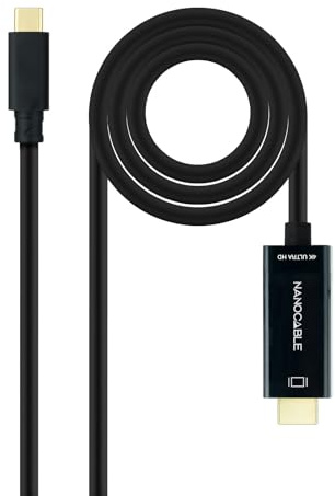 NANOCABLE 10.15.5105 – Cavo convertitore da USB-C a HDMI, USB-C/M – HDMI/M, Nero, 5 m