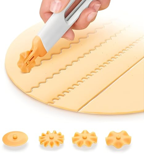 COYUN 4 in 1 Profi-Teigkarte, Küchenmesser Pizzaschneider Teigmesser, Dekorativer Rollenschneider, PP Material