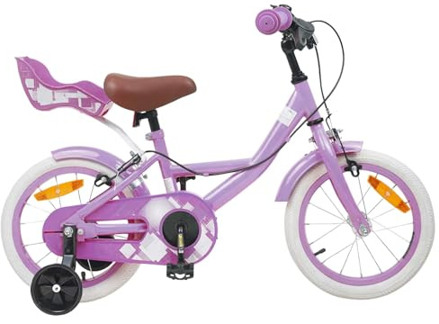 Kaloriko Barncykel Tum ljusrosa av stål med justerbar sits och styre 9, lätt för 2–4 år barn, med fälgbroms, ringklocka, skyddsplåt, perfekt för stad, fritid