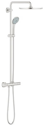 GROHE Euphoria 310 - Duschsystem inkl. Thermostatbatterie (Wandmontage, langlebige Oberfläche, Antikalk-System), supersteel, 26075DC0