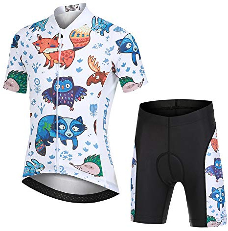YFPICO Niño Niña Ropa Conjunta de Ciclismo Bicicleta Maillot de Manga Corta + Pantalone Corto Secado Rápido