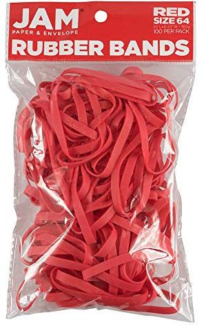 JAM PAPER Durable Rubber Bands - Size 64 - Red Multi-Purpose Rubberbands - 100/Pack