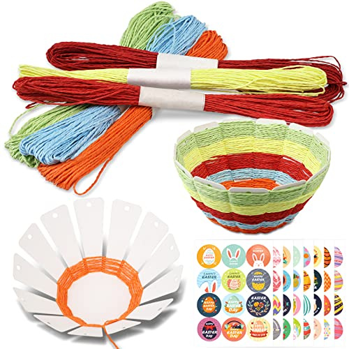 6 Cestas de Pascua, Kits de Tejido de Cestas para Niños, Tejer Canastas de Bricolaje, Decoración de Pascua, Manualidades Infantiles de Pascua,Canasta de Pascua Idea de Regalo para Niños