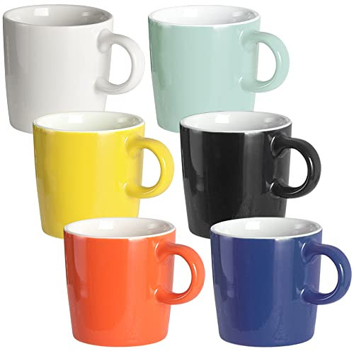 homEdge Porcelain Demitasse - Juego de 6 tazas de café expreso, 120 ml, Surtido de colores