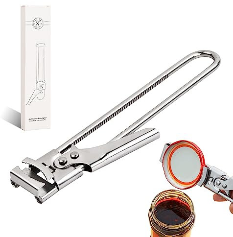 Anseom Apribottiglie Regolabile, Apribarattoli Apriscatole Manuale in Acciaio Inossidabile Cavatappi Universale Multifunzione Apriscatole per Cucina, Anziani, Donne, Artrite