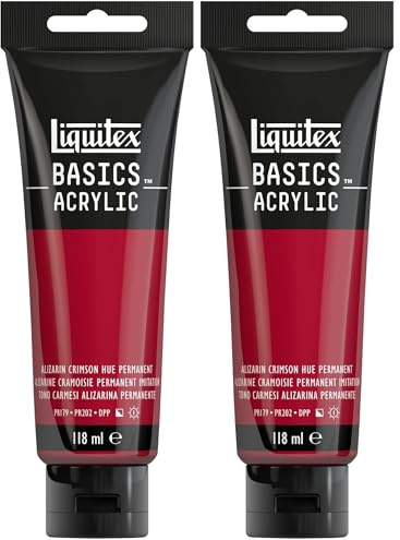 LIQUITEX Basics Acrylic Paint, Alizarin Crimson Hue Permanent, 118 ml Tube (Pack of 2)