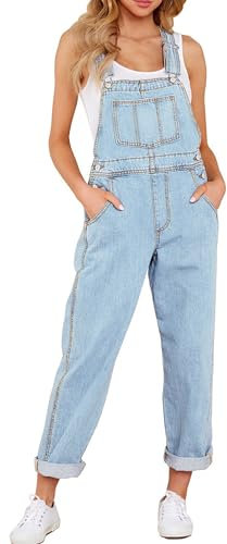 Vetinee Denim Dungarees Denim Dungarees for Women Uk Azure Glow Size Large Fits UK Size 16 - UK Size 18