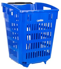 Cofan Carrito de la Compra | con 2 Ruedas | Asa telescópica | Capacidad: 52 litros | Color: Azul | Cesta de la Compra portátil | Medidas: 390 x 390 x 529 mm