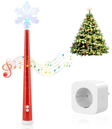 Zauberstab Lichterkette, Steckdosen mit Drahtlose Fernsteuerung für weihnachtliche Lichterketten und Lichterdekorationen, Zauberstab-Schalter-Set, Rot