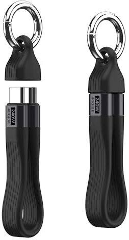 Câble TBT4 multifonction, câble USB C court de 13 cm, design de porte-clés portable, 40 Gbps, support écran 8K, charge rapide 240W, compatible avec Samsung S25,iPhone 16,Xiaomi Redmi Note 13 Pro