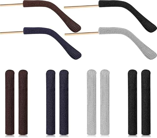 4 Pairs Glasses Ear Cushion, Comfort Soft Knitting Cotton Glasses Ear Cushion, Glasses Accessories (4 Colors)