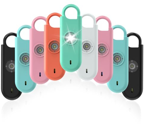 Fauxomor Personal Safety Alarm for Women, 9 Pack 140DB Rape Panic Attack Alarm Keychain Police Approved with Low Battery Notice with Strobe Light, Gift for Kids Elderly College Girls