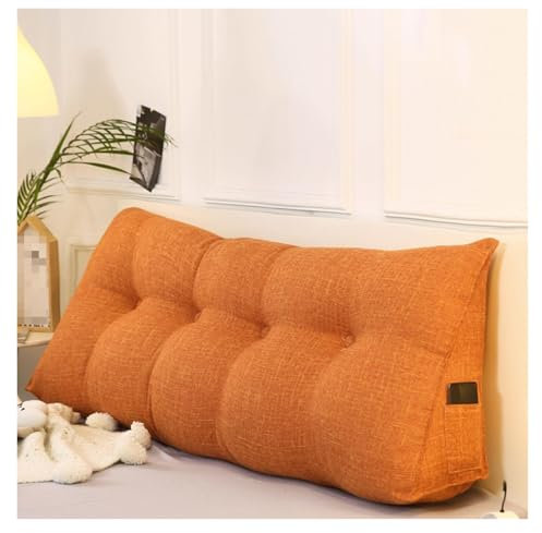 Cuscino da lettura triangolare con cerniera e tasche laterali rimovibili per adulti, 88,9 cm, cuscino arancione per letto e divano, ideale per comfort e supporto in qualsiasi posizione