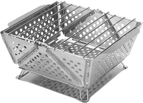 Mini barbecue à charbon pliable en acier inoxydable - 570 g - Fumoir portable avec barbecue et sac de transport - Barbecue de camping, jardin, pique-nique, balcon et voyages en plein air