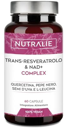 Trans Resveratrol NAD+ 686mg Komplex - Quercetin OPC Piperin und L-Leucin - 60 Kapseln Nutralie