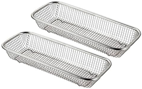 Operitacx Soporte Adecuado 2 Cestas de Acero Inoxidable Resistentes a Altas Temperaturas y Antióxido para Lavavajillas para Almacenamiento de Cubiertos Pequeños en Cocina