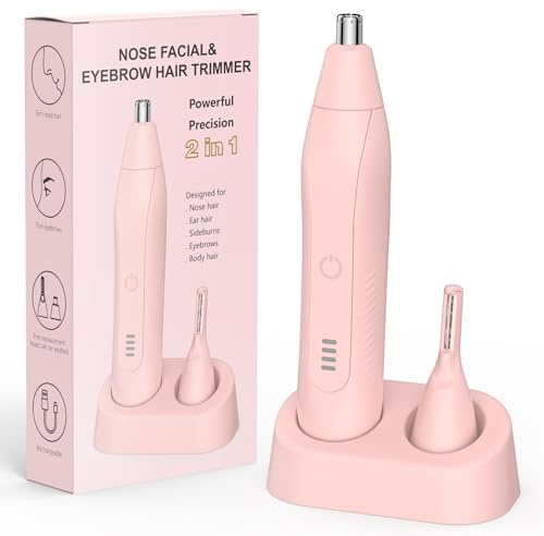 Nose Hair Trimmer for Women, Eyebrow & Facial Hair Trimmer Rechargeable Professional Painless Eyebrow Razor, 2 in 1 Metal Trimming Tool