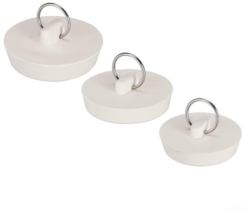 Sisinkal Set di 3 tappi di scarico in gomma per lavello con anello di tiraggio, per cucina, bagno, vasca da bagno, lavanderia, diametro di scarico di ricambio