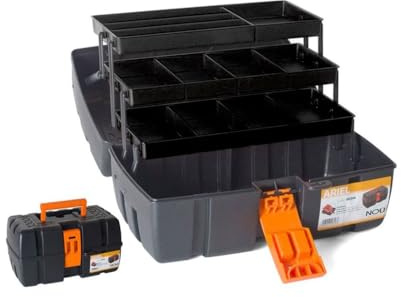 DRW Caja Herramientas con 3 bandejas desplegadas 36x20x19.5 cm