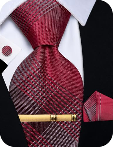 YourTies Mens Tie Set Paisley Floral Silk Woven Necktie Pocket Square Set | Woven Jacquard,Tie Pocket Square Cufflinks Tie Clip Gift Box Set,Formal Classic Wedding Party Prom Business,Suit Shirt Tuxedo