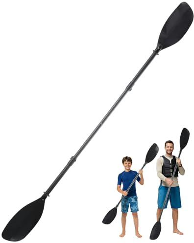 Quynhni Adjustable Kayak Paddle, 62–87 Telescopic Kayak Paddle Stainless Steel Shaft & Fiberglass Blades Detachable Travel Canoeing Kayaking Oar for Teens & Adults