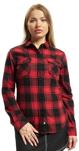 Brandit Women Amy Flannel Shirt Long S, Farbe: red/Black, Größe: XXL
