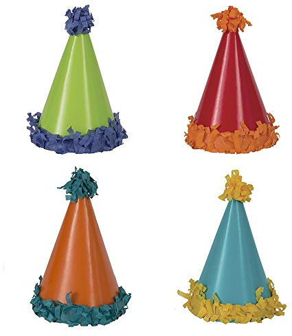 Assorted Color PomPom Mini Party Hats - Pack of 8 - Perfect for Festive Celebrations & Events