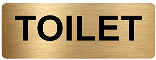 METAL Aluminum Toilet Sign-TEXT ONLY-Brushed GOLD -Toilet Lavatory,Restroom Door Notice Office Shop Home Warehouse School Toilets
