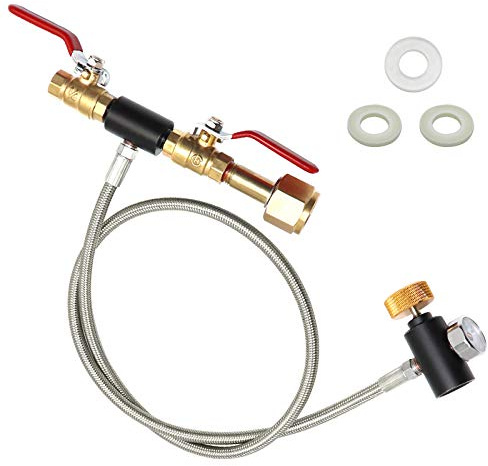 CGA320 CO2 Cylinder Refill Adapter Hose, CO2 Refill Station Connector Kit for Filling Blue Soda-maker Tank(CGA320 to TR21-4 Thread, Dual Valve with Gauge) (36 Inch)