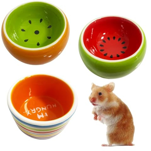 kathson Hamster Bowl Ceramic Small Animal Water Bowl Prevent Tipping Moving and Chewing Food Dish for Guinea Pig Gerbil Ferret Syrian Hamster Chinchilla Rat Hedgehog Bunny (3 Pcs)