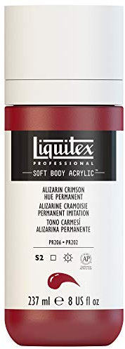 Liquitex 8870299 Professional Acrylfarbe Soft Body - Künstlerfarbe in cremiger deckender Konsistenz, hohe Pigmentierung, lichtecht & alterungsbeständig, 237ml Flasche - Karmesinrot Permanent Imit.
