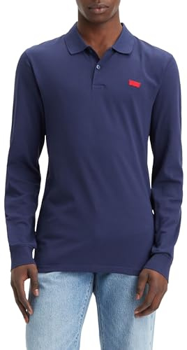 Levi's Long-Sleeve Slim Housemark Polo Camisa Hombre, Naval Academy, M