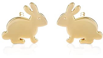 namana vergoldete Kaninchen-Ohrstecker für Damen und Teenager-Mädchen aus 925 Sterling Silber, niedliche tierförmige kleine goldene Ohrstecker für Kinder in einem Kaninchen-Design