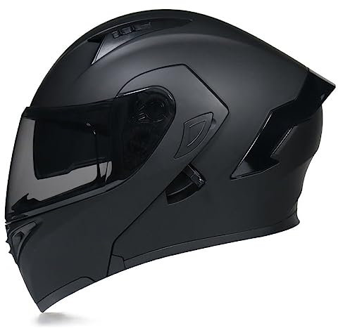 Motorradhelm Klapphelm Integralhelm ECE ZertifiziertVerkehrssicherheit, Robuster Leiser Motorrad Helm, Rollerhelm Sturzhelm mit Doppelvisier Sonnenblende, Damen Herren Erwachsene