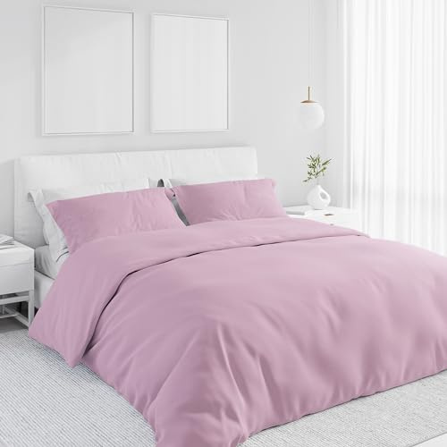 PASSION, Set Copripiumino in Cotone 100%, tinta unita, con 1 Federa Inclusa, sacco per piumino (Una Piazza e Mezza 200x200 + 1 Federa, ROSA)