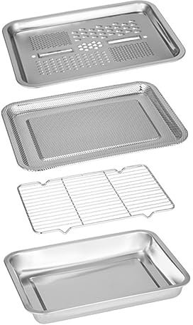 ABOOFAN Stainless Steel Drain Basin Includes Draining Plate Chopping Fine Sieves Strainer for Home Hotel Restaurant Use