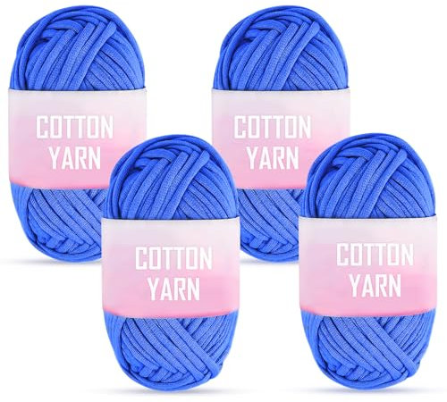 KFDDRN Häkelgarn, 4 Stück, dicke Wolle, Baumwolle, für Anfänger, 4 x 50 g (Königsblau)